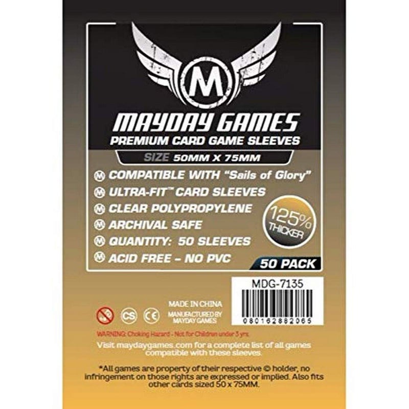 MayDay Games Sails of Glory Sleeves - 50 Premium Clear 50 x 75 mm (Pack of 50)